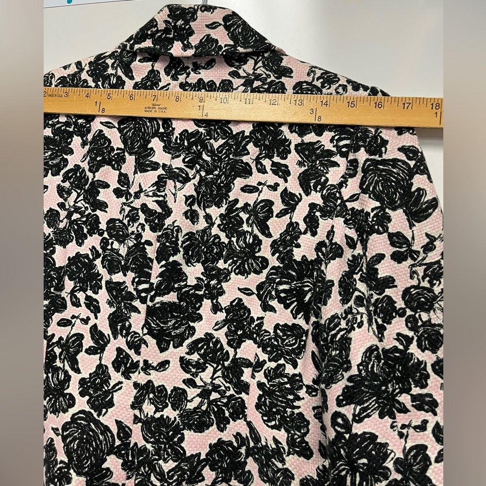 Ann Taylor LOFT Linen Cotton Silk Blend Pink & Black Floral Duster Coat Sz. 2 - Picture 9 of 11